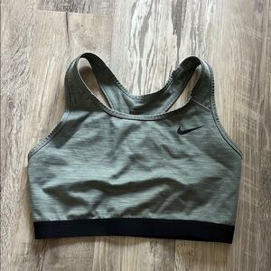 Nike Gray and Black Sports Bra with Racerback Design